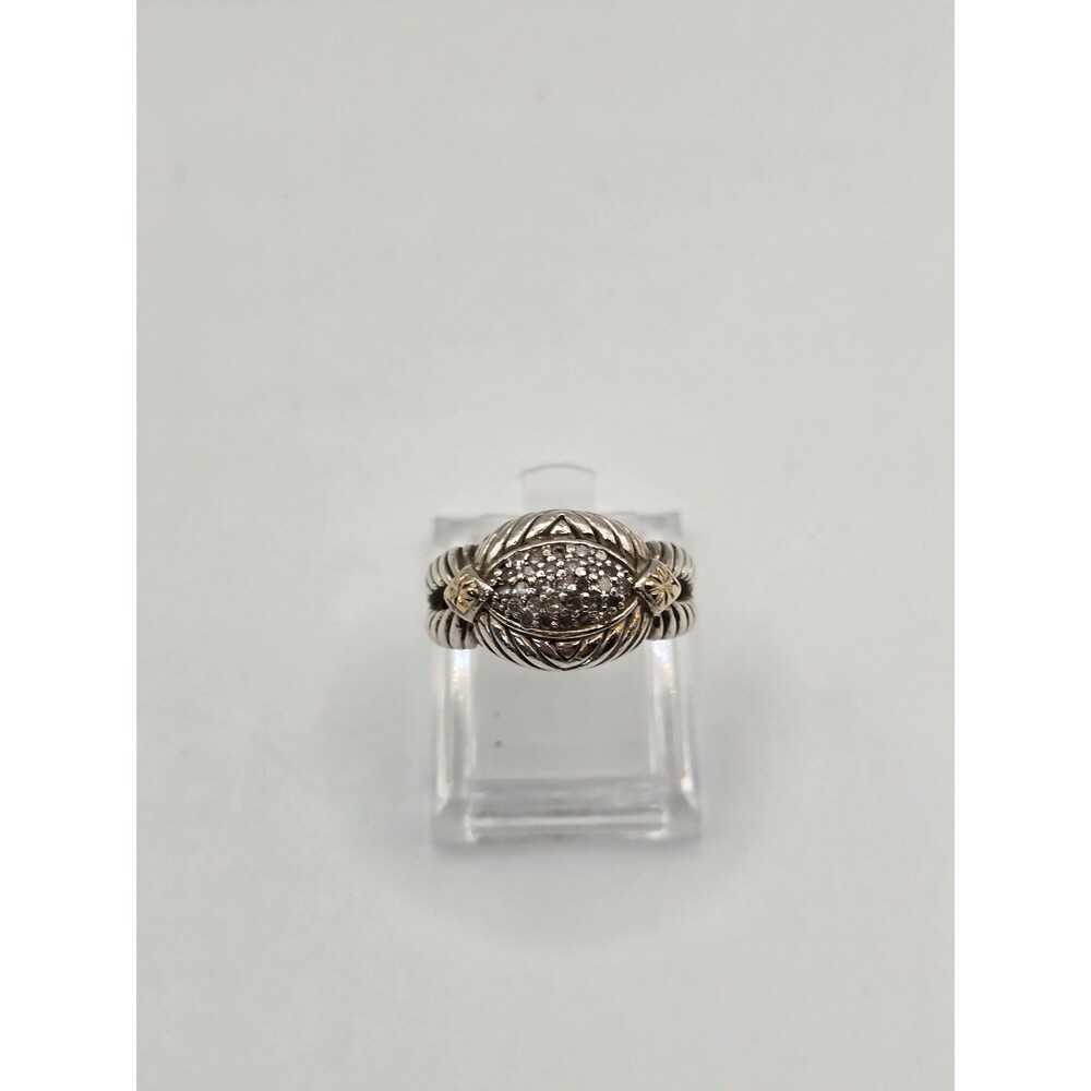 Gabrielle Bruni Diamond 925 Sterling Silver 14K Gold Ring~Size 6.5~ RARE